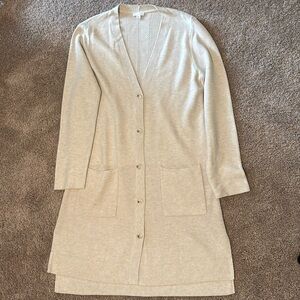 Classic Cream Longline Button Cardigan Sweater